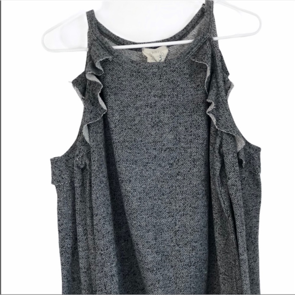 Fantastic Fawn Gray Cold Shoulder Ruffle Long Sleeve Sweatshirt
